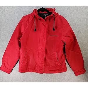 POLO JEANS CO Ralph Lauren Sz M Vintage Y2K Red Jacket Quilted Lining Rare HTF
